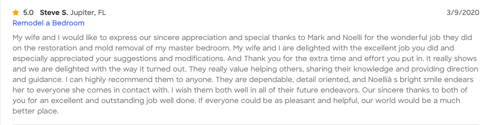 A testimonial from someone who is looking for a room.