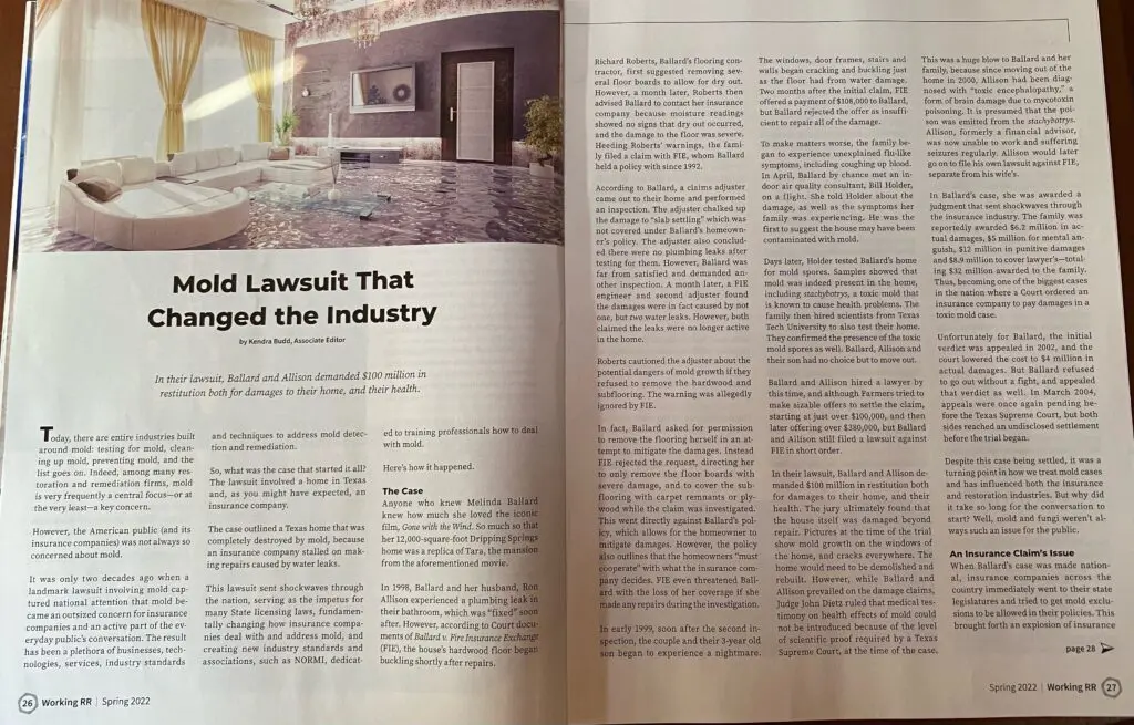 A magazine article about the lawsuits filed by a company.