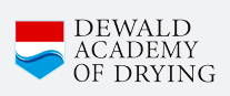 A black and white image of the dewald academy of drywall logo.