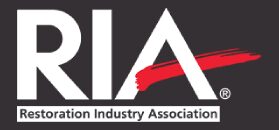 A black and white logo of the restoration industry association.